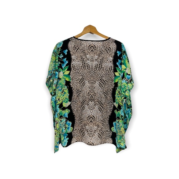 Dana Buchman Cheetah Floral Batwing Top Blouse SZ S - Picture 3 of 13
